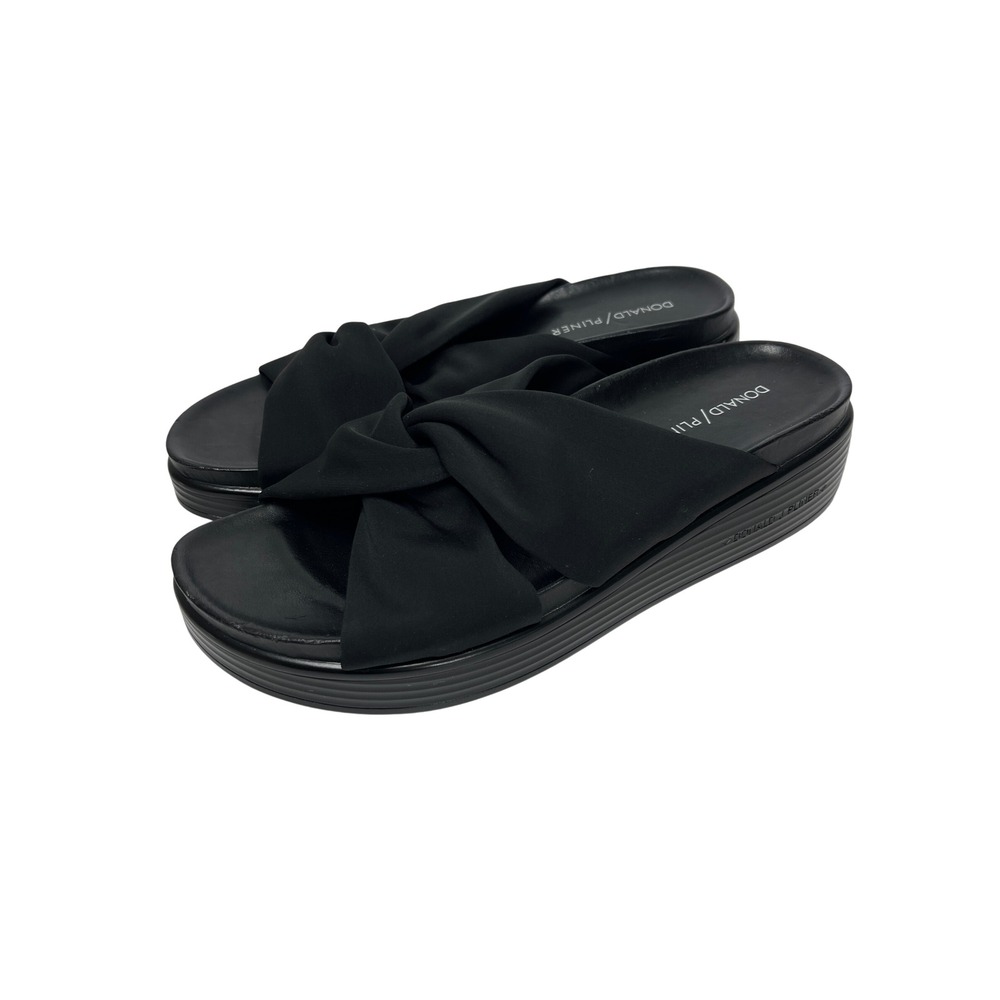 Donald Pliner Womens Black Knotted Fabric Platform Slide Sandals Twist Strap 8 M